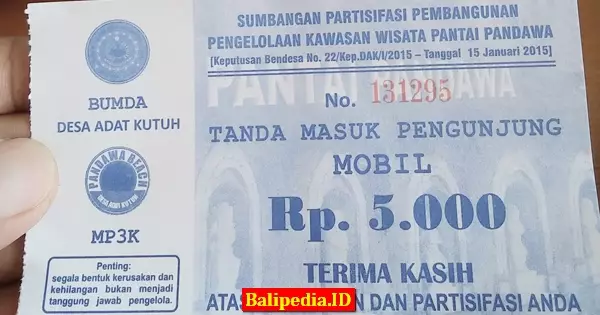 Tiket parkir pantai Pandawa Bali