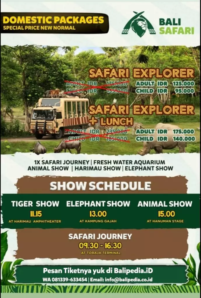 Harga Promo Bali Safari Domestik